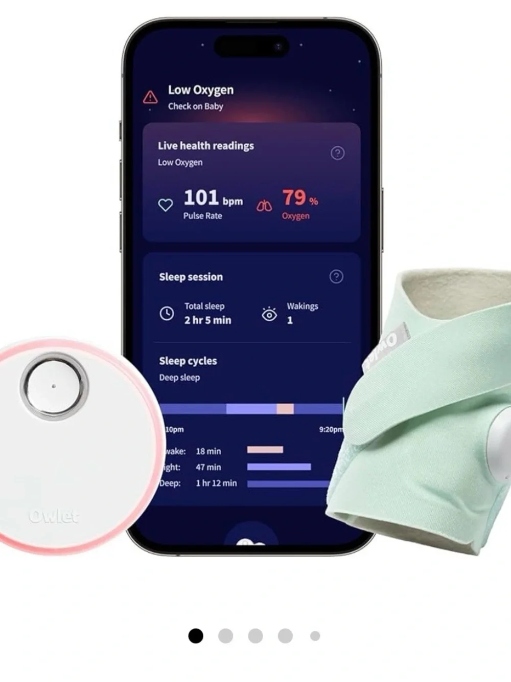 Owlet Smart Sock Baby Monitor with Mint Sock and App - Mint